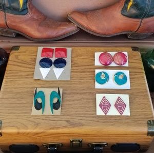 Five Pairs of Vintage Earrings 80s 90s